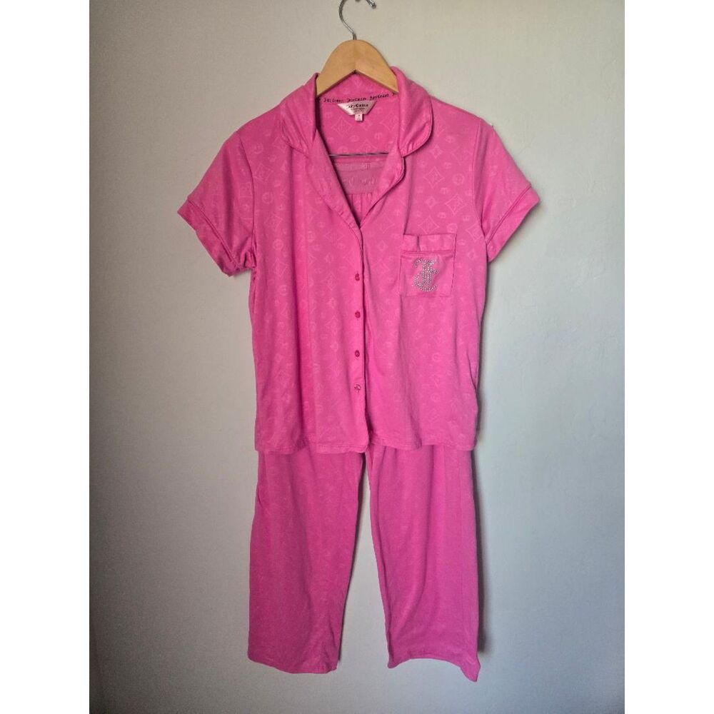 Juicy Couture Hot Pink Logo Monogram Pajama Set Medium